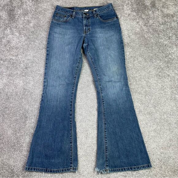 Vintage Abercrombie & Fitch Jeans Women’s 27 Blue Flare Low Rise Made in USA Y2K - Picture 1 of 14